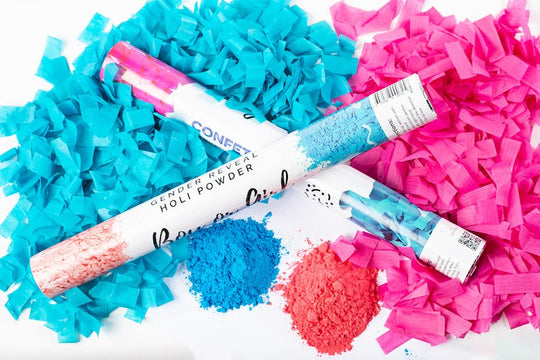 gender reveal smoke and confetti cannon