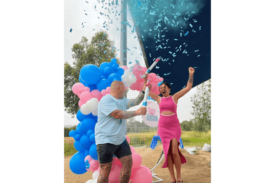 Blue (concealed colour) Confetti & Smoke Holi Powder cannon launcher/popper -Gender Reveal - Confettified - Party Popper