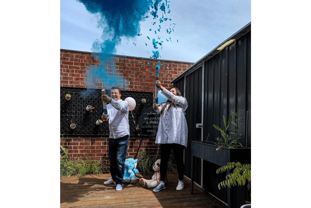 Blue (concealed colour) Smoke Holi Powder cannon launcher/popper -Gender Reveal - Confettified - Party Popper