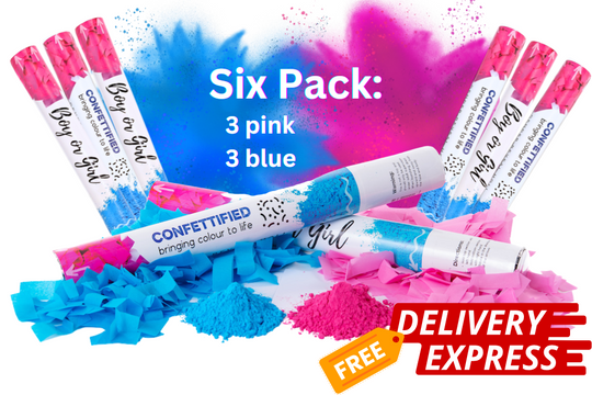 Gender Reveal Smoke & Confetti Cannon Bundle