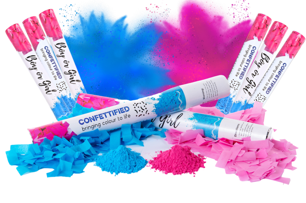 Gender Reveal Smoke & Confetti Cannon Bundle