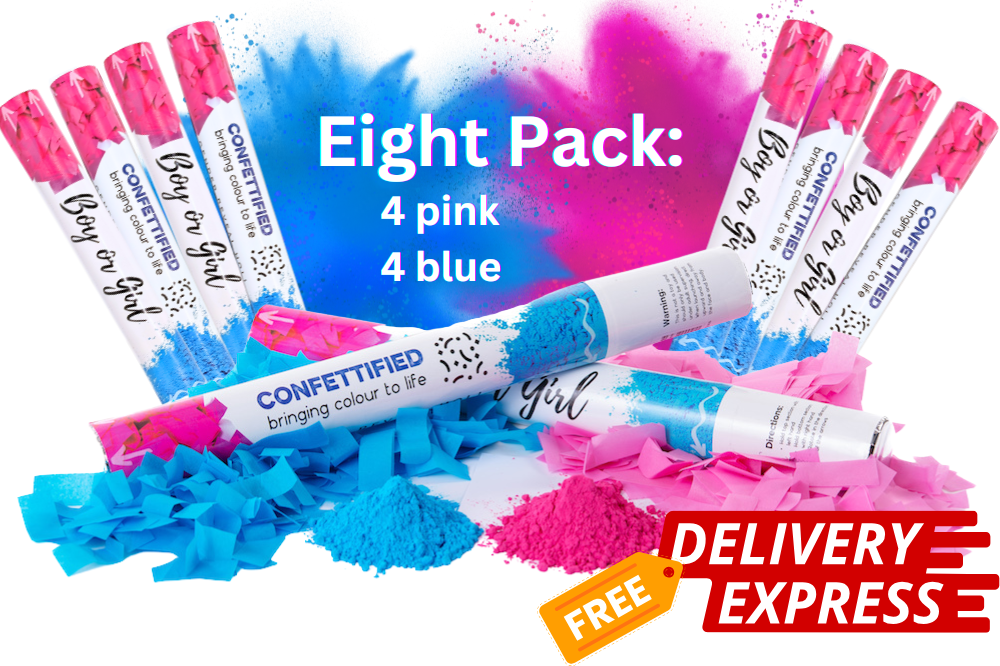 Gender Reveal Smoke & Confetti Cannon Bundle