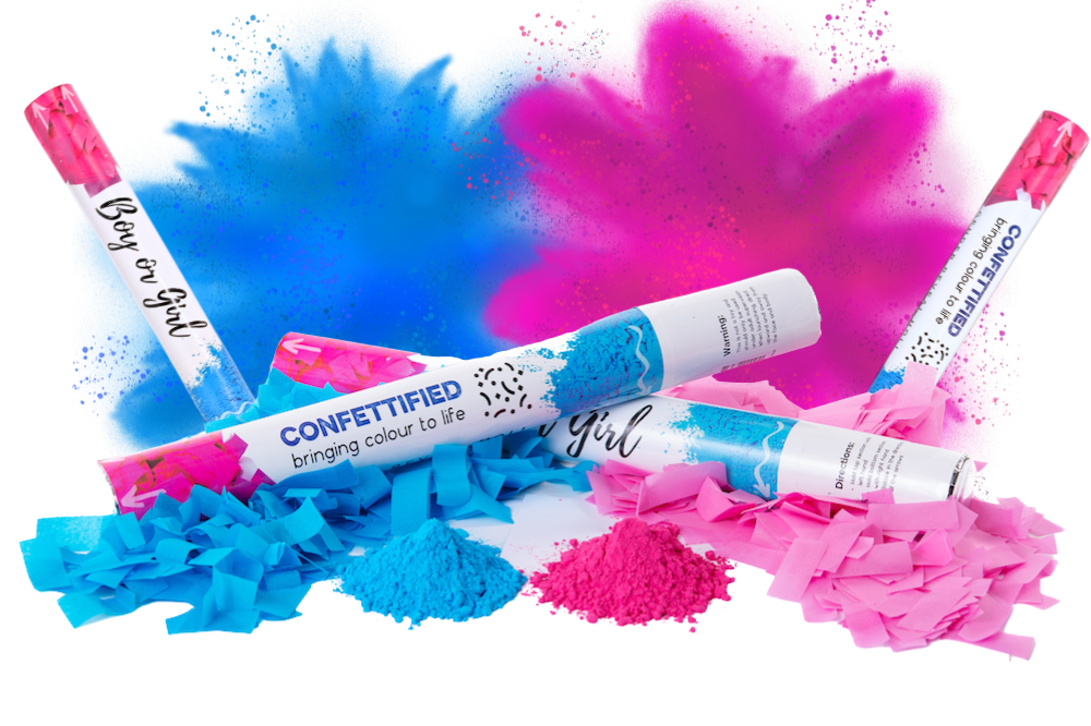 Gender Reveal Smoke & Confetti Cannon Bundle