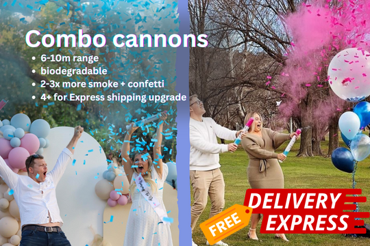 Gender Reveal Smoke & Confetti Cannon Bundle