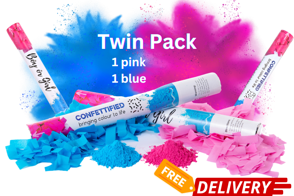 Gender Reveal Smoke & Confetti Cannon Bundle