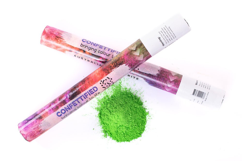 Green Holi Powder Smoke cannon launcher/popper - Confettified - Party Popper