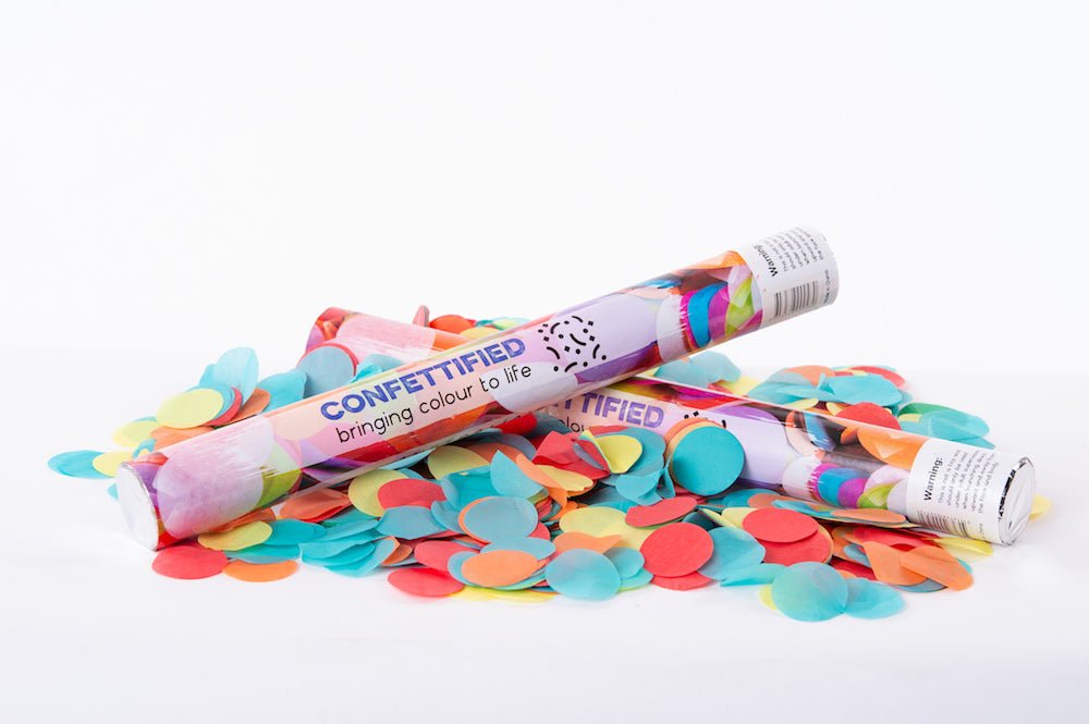 Large Colourful Round Confetti cannon launcher/popper V.2 -Multicoloured - Confettified - Party Popper