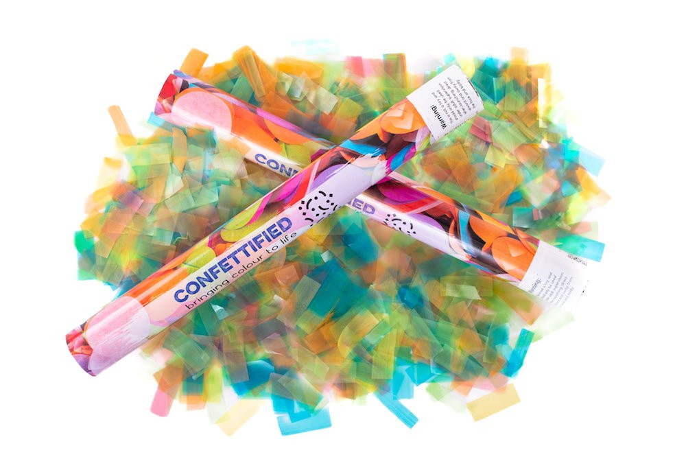 Multicoloured Eco Confetti cannon launcher/popper - Confettified - Party Popper