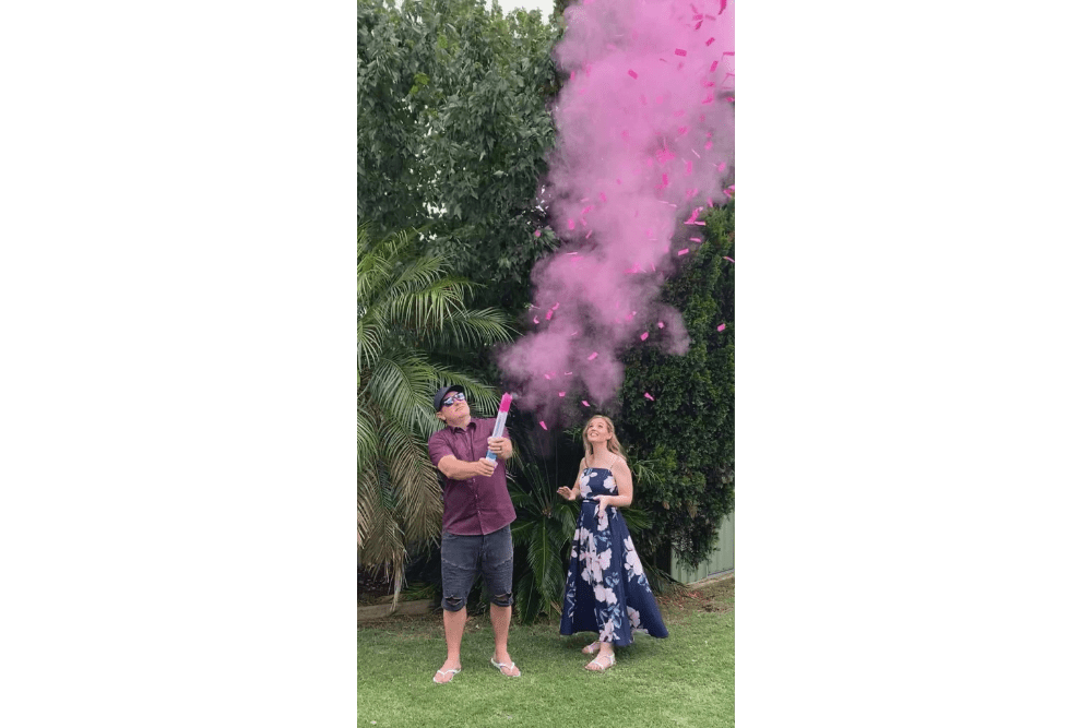 Pink (concealed colour) Confetti & Smoke Holi Powder cannon launcher/popper -Gender Reveal - Confettified - Party Popper