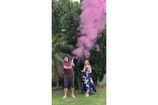 Pink (concealed colour) Confetti & Smoke Holi Powder cannon launcher/popper -Gender Reveal - Confettified - Party Popper