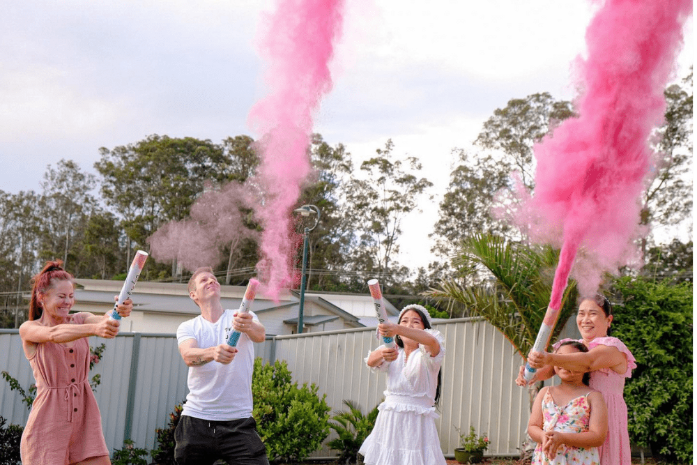 Pink (concealed colour) Smoke Holi Powder cannon launcher/popper -Gender Reveal - Confettified - Party Popper