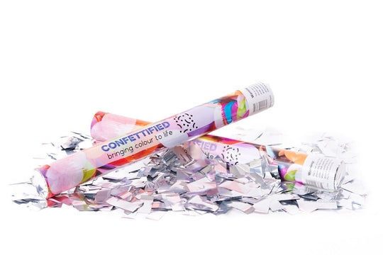 Silver Metallic confetti cannon launcher/popper - Confettified - Party Popper