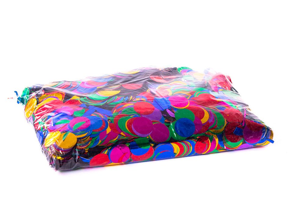 1kg bag of metallic multicoloured round confetti - Confettified - Confetti