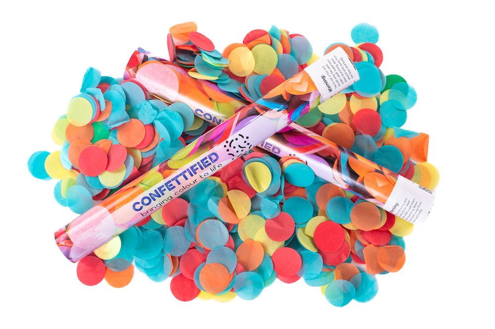 Large Colourful Round Confetti cannon launcher/popper V.2 -Multicoloured - Confettified - Party Popper