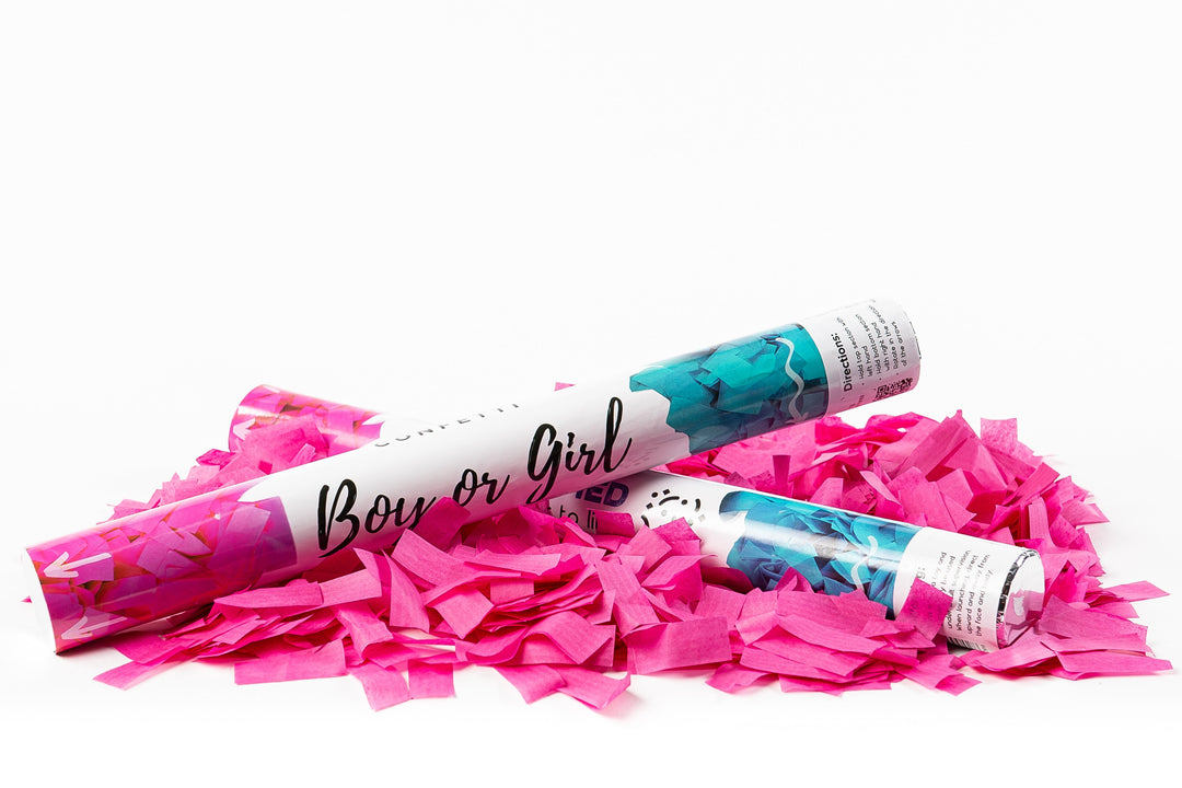 Pink (concealed colour) Confetti cannon launcher/popper -Gender Reveal - Confettified - Confetti