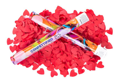 Red Paper Hearts Confetti cannon launcher/popper - Confettified - Party Popper