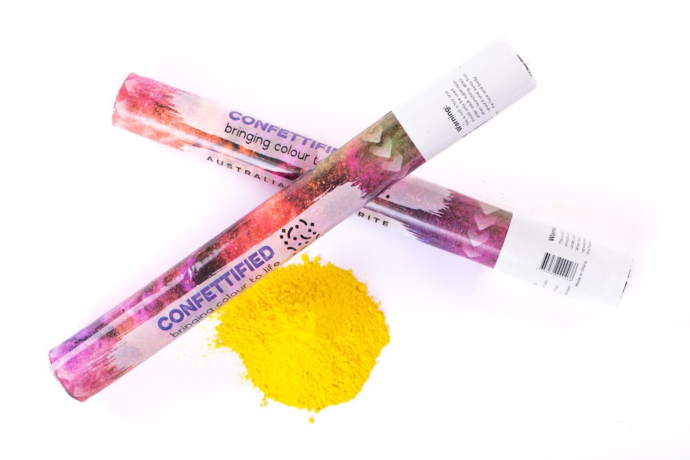 Yellow Smoke Holi Powder cannon launcher/popper - Confettified - Party Popper
